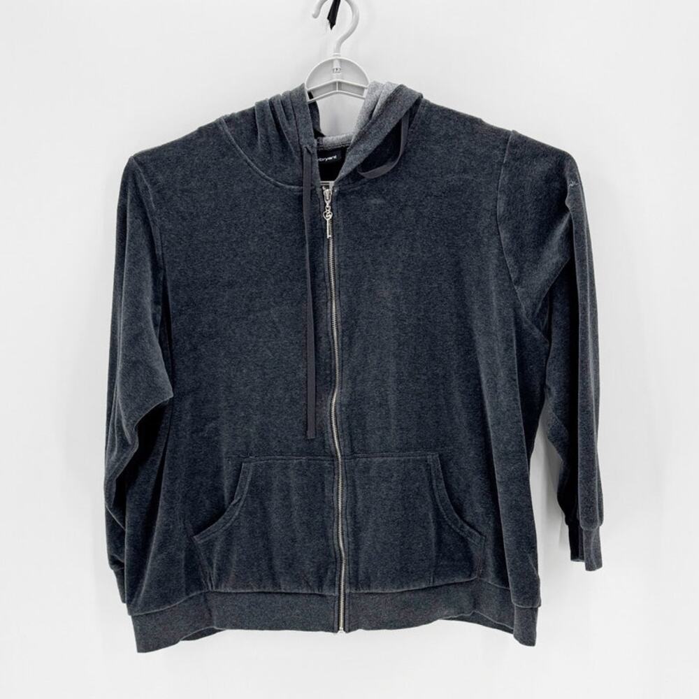 Lane Bryant True Y2K gray velvet full zip hoodie sweater size 26/28 Love is Key